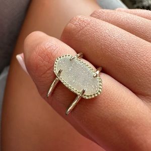 Kendra Scott Elyse Gold Ring in Iridescent Drusy - Size 7